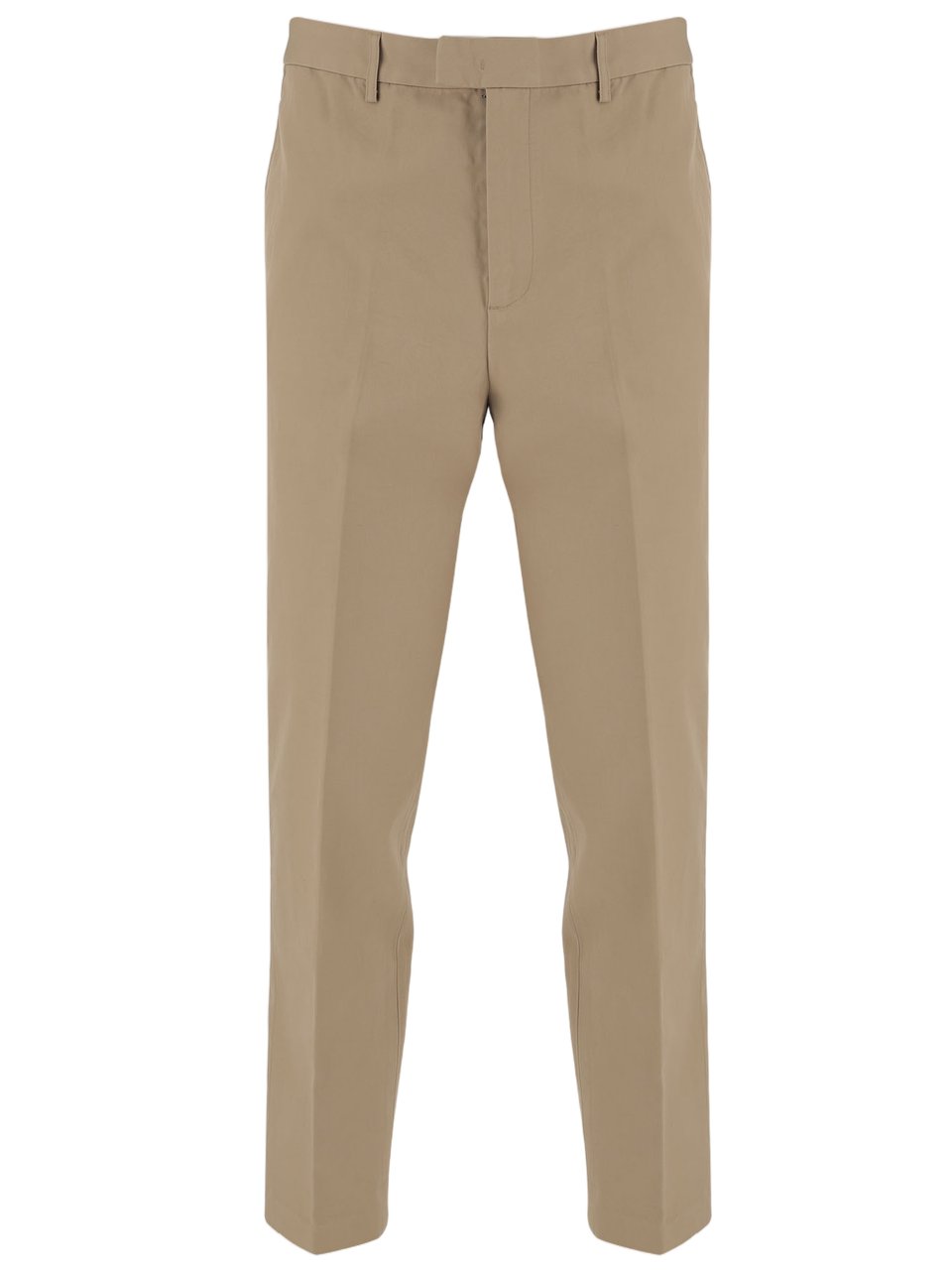 Emporio Armani Beige Straight-Leg Leather Detail Pants Groen