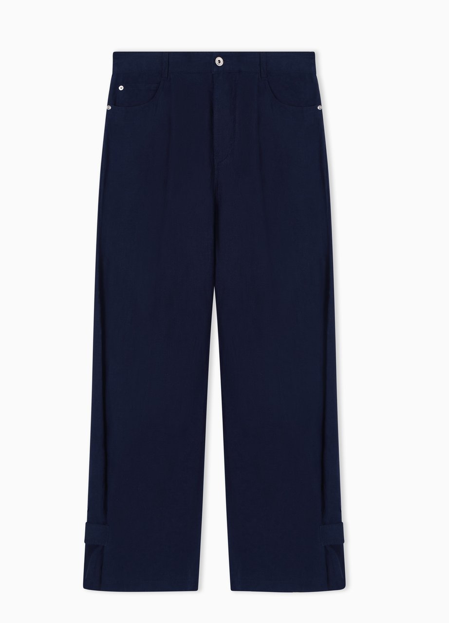 Emporio Armani J4e Relaxed Fit Linen Five Trousers Blauw