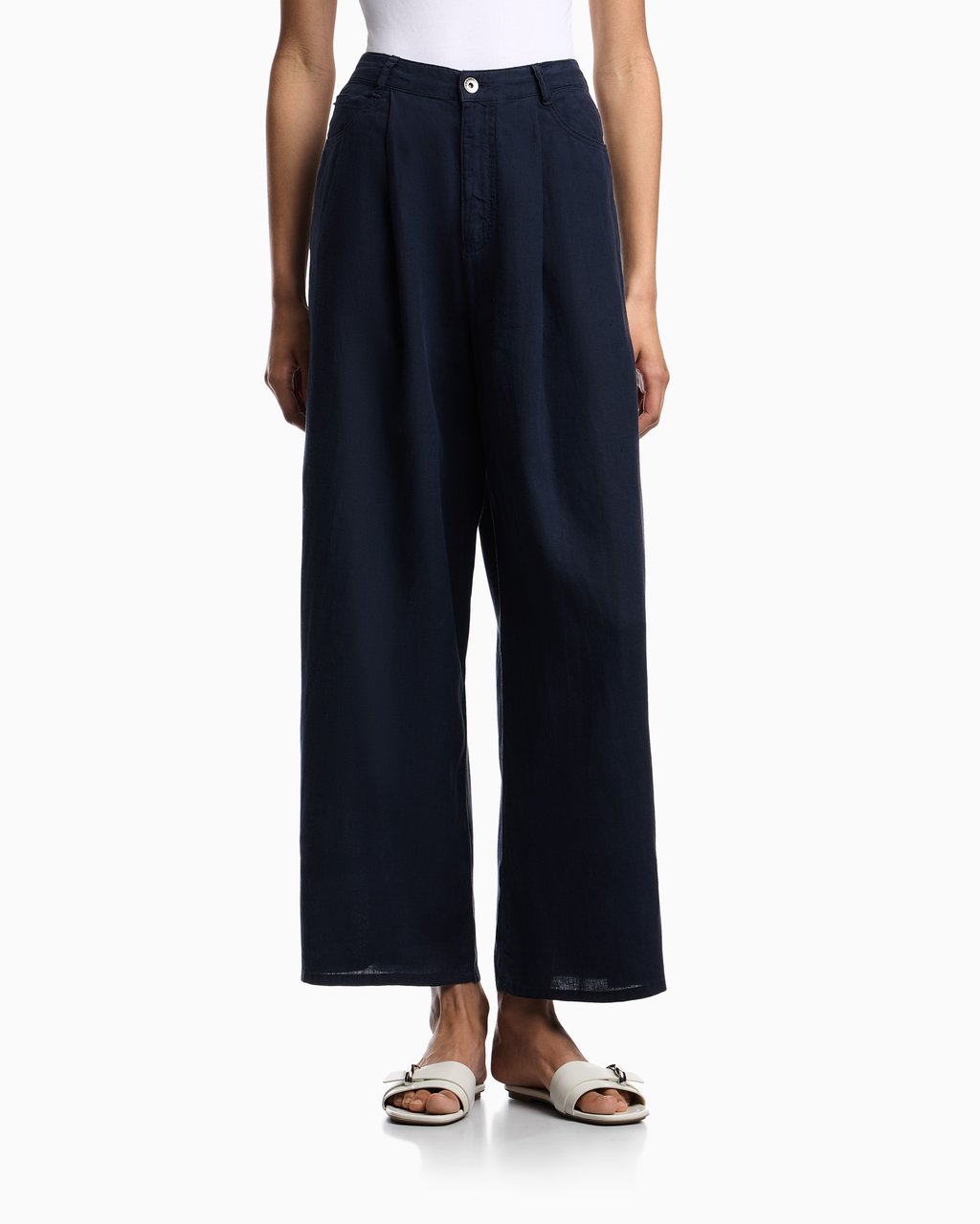 Emporio Armani J4e Relaxed Fit Linen Five Trousers Blauw