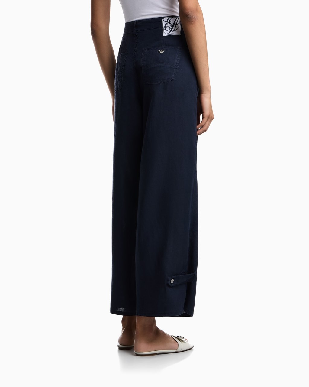 Emporio Armani J4e Relaxed Fit Linen Five Trousers Blauw