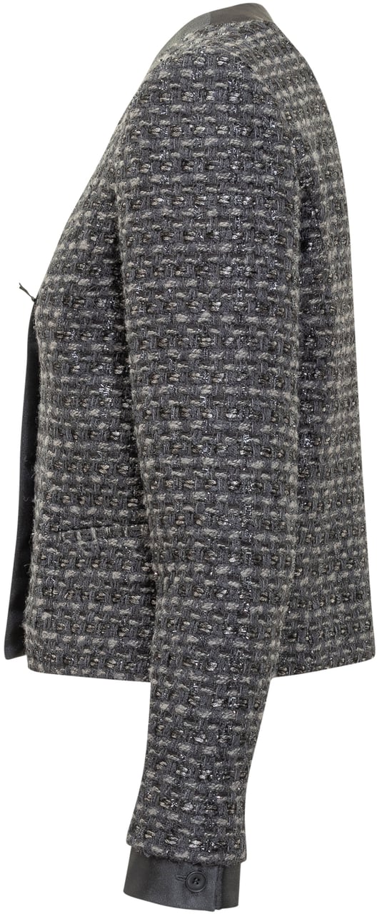 Emporio Armani Emporio Armani Giacca in Tweed con Finiture in Raso Blauw