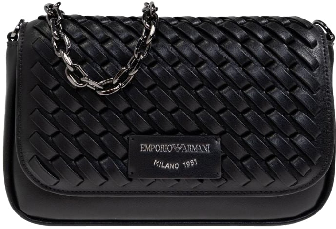 Emporio Armani Wallet With Chain Weave Letaher Black Beauty Zwart