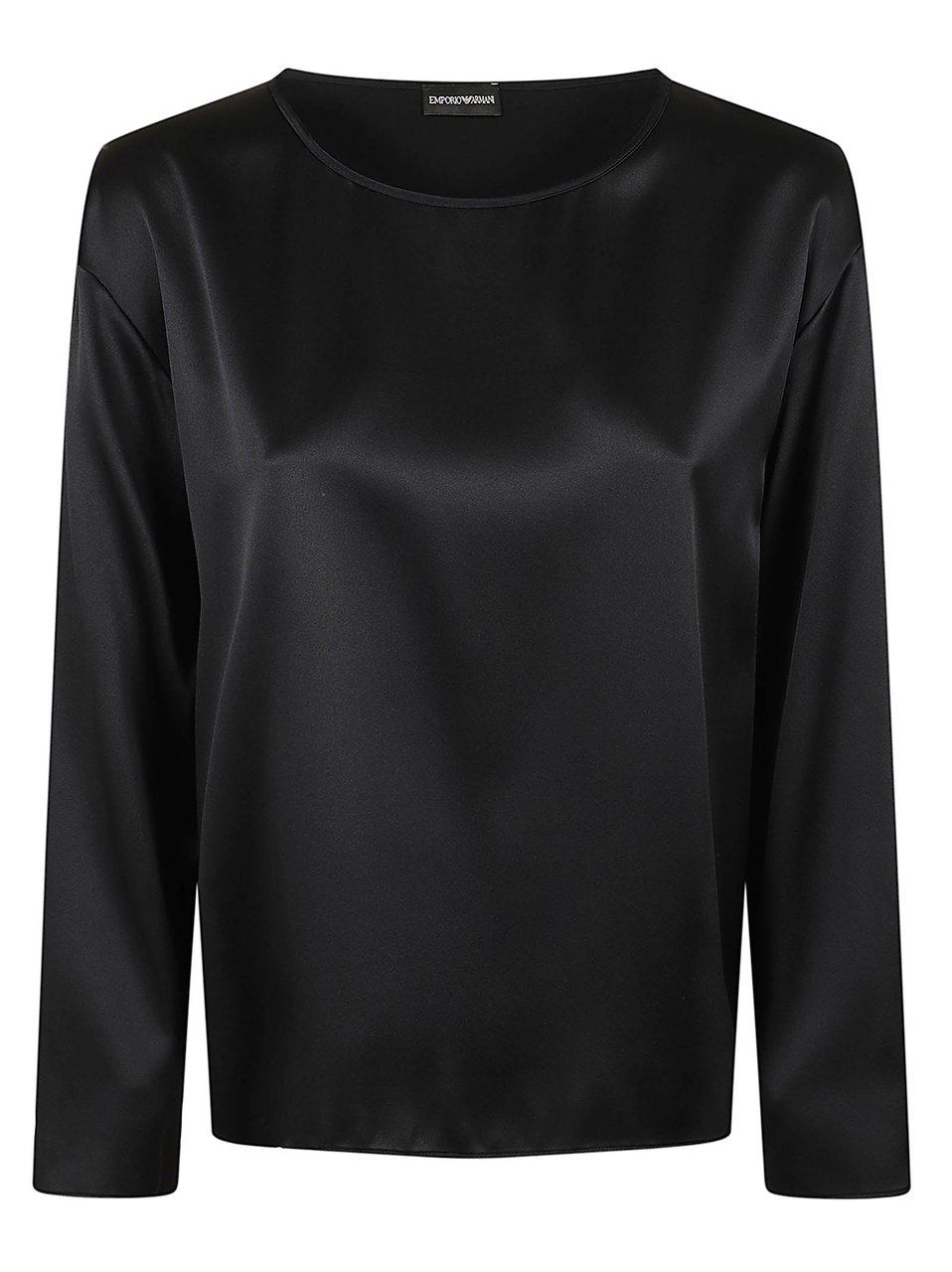 Emporio Armani Satin Round Neck Blouse Zwart