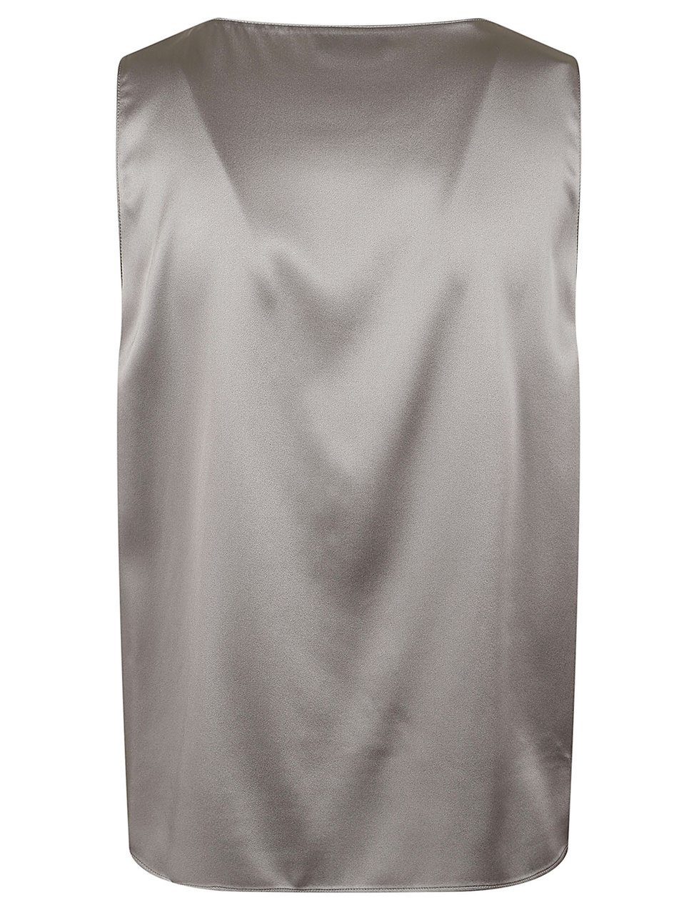 Emporio Armani Sleeveless Satin Top with V-Neckline and Flowing Fit Zilver