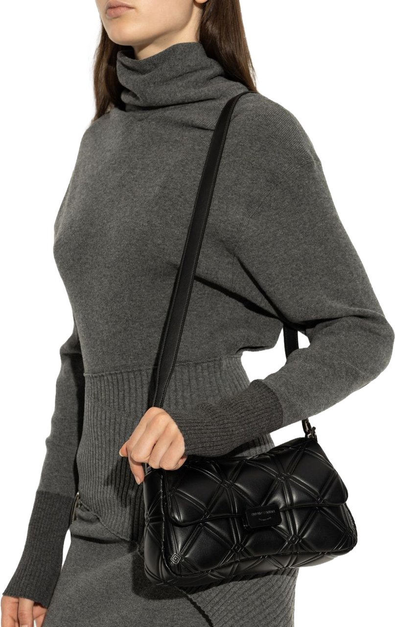Emporio Armani Camera Case Con Catena Simil Nappa Goffrata - Came Nero Zwart