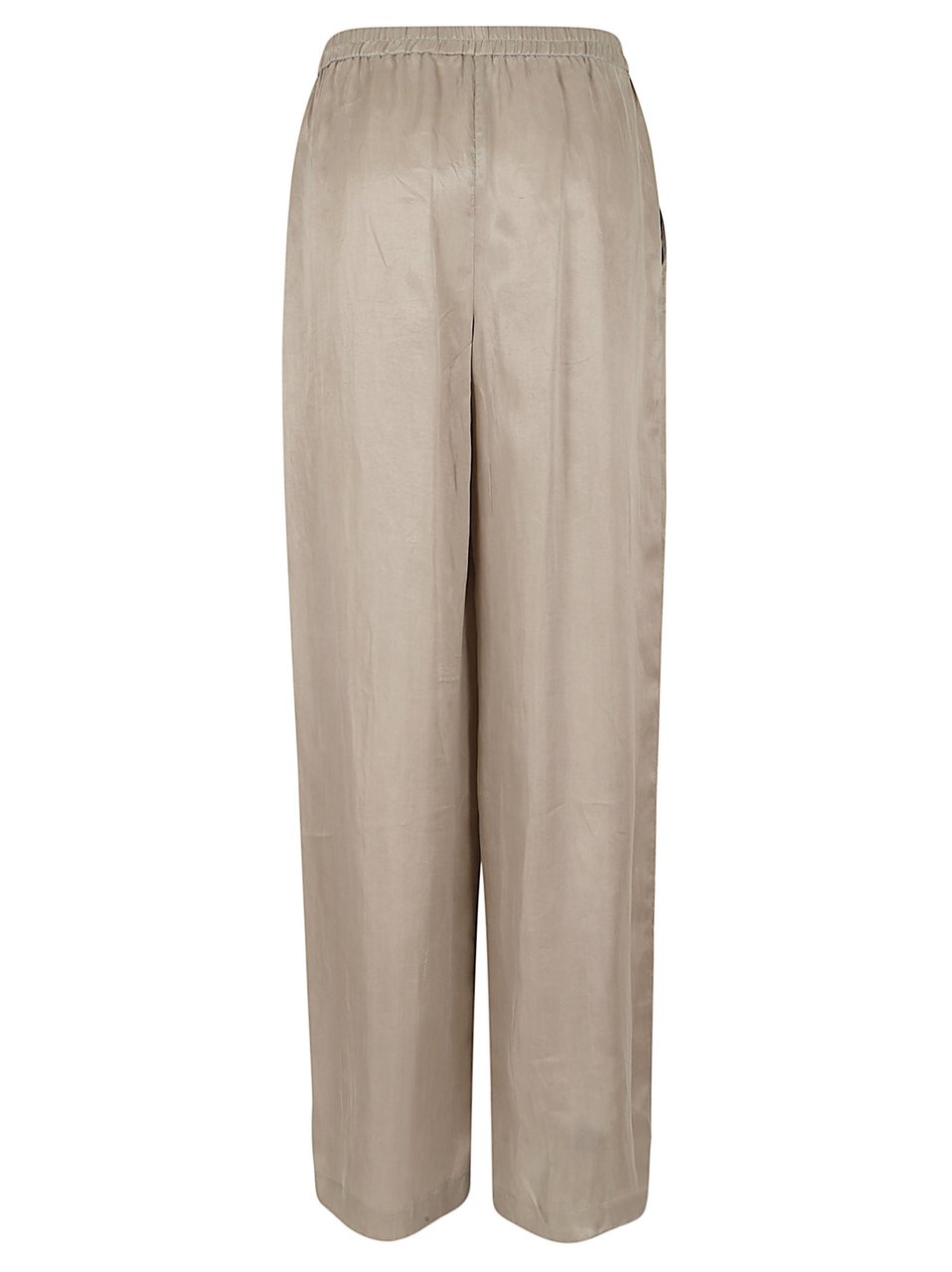Emporio Armani Beige Wide-Leg Trousers with Relaxed Fit and Elastic Waistband Neutraal