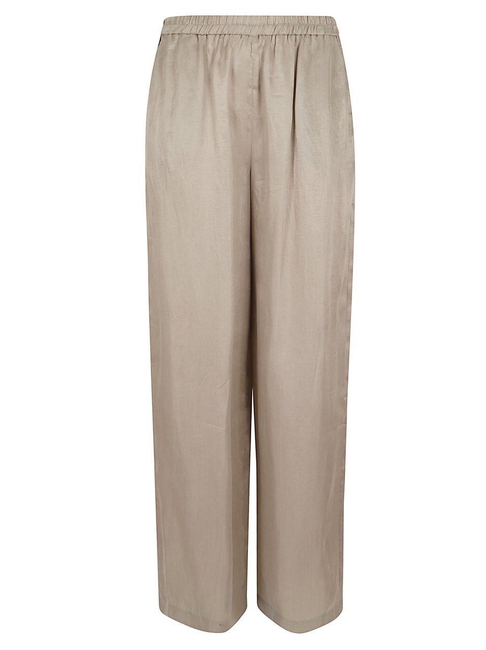 Emporio Armani Beige Wide-Leg Trousers with Relaxed Fit and Elastic Waistband Neutraal