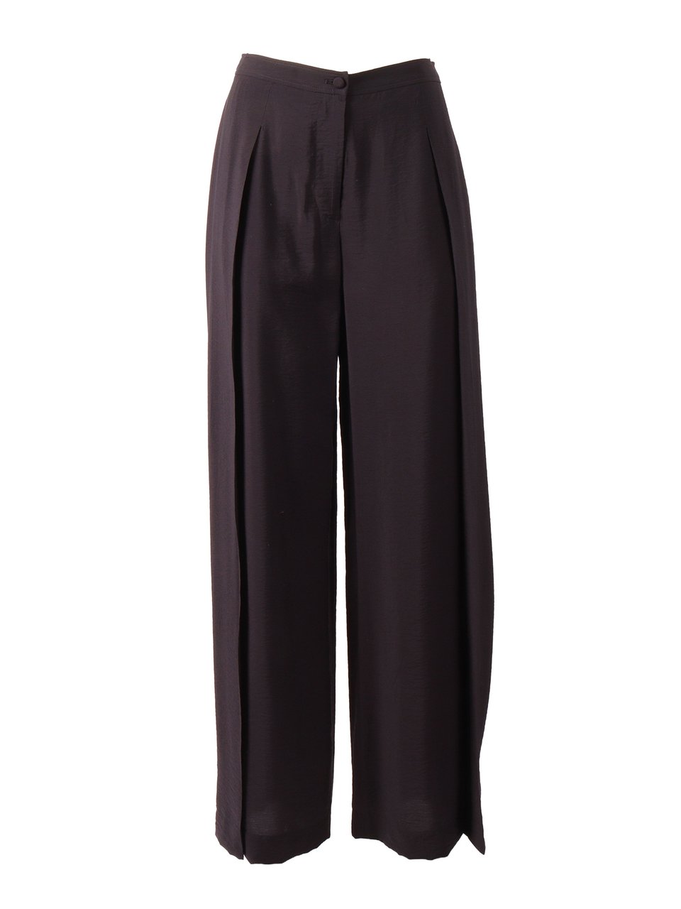 Emporio Armani High Waisted Pleated Straight-Leg Pants Zwart