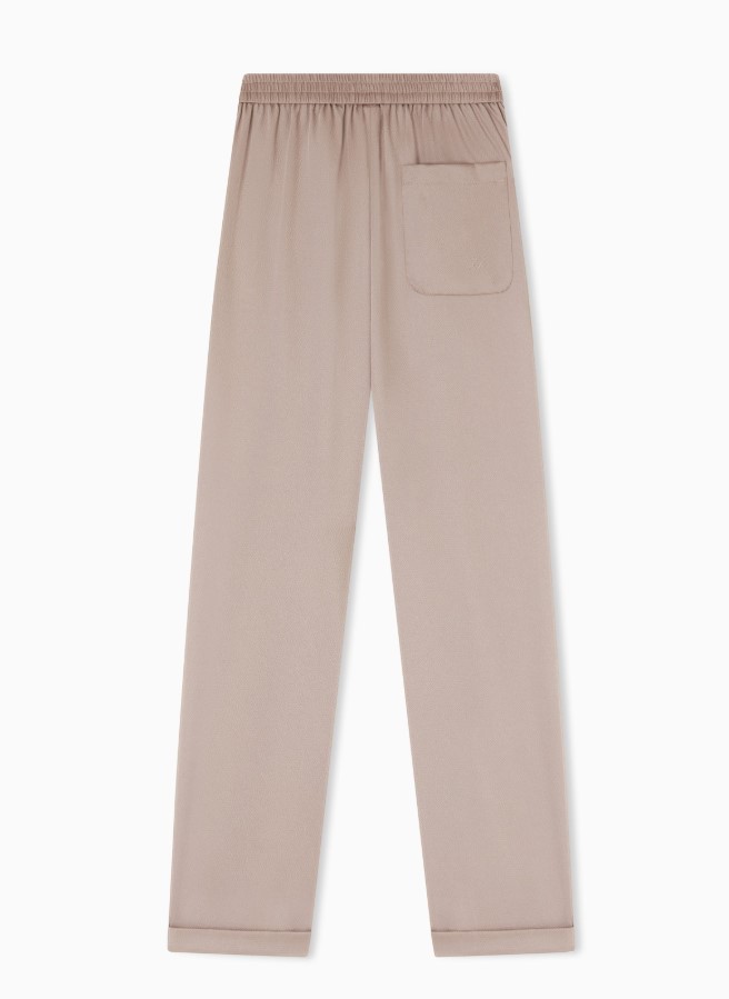 Emporio Armani Crepe Twill Elastic Waist Fixed Trousers Neutraal