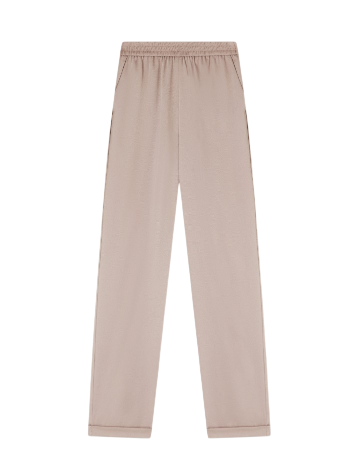 Emporio Armani Crepe Twill Elastic Waist Fixed Trousers Neutraal