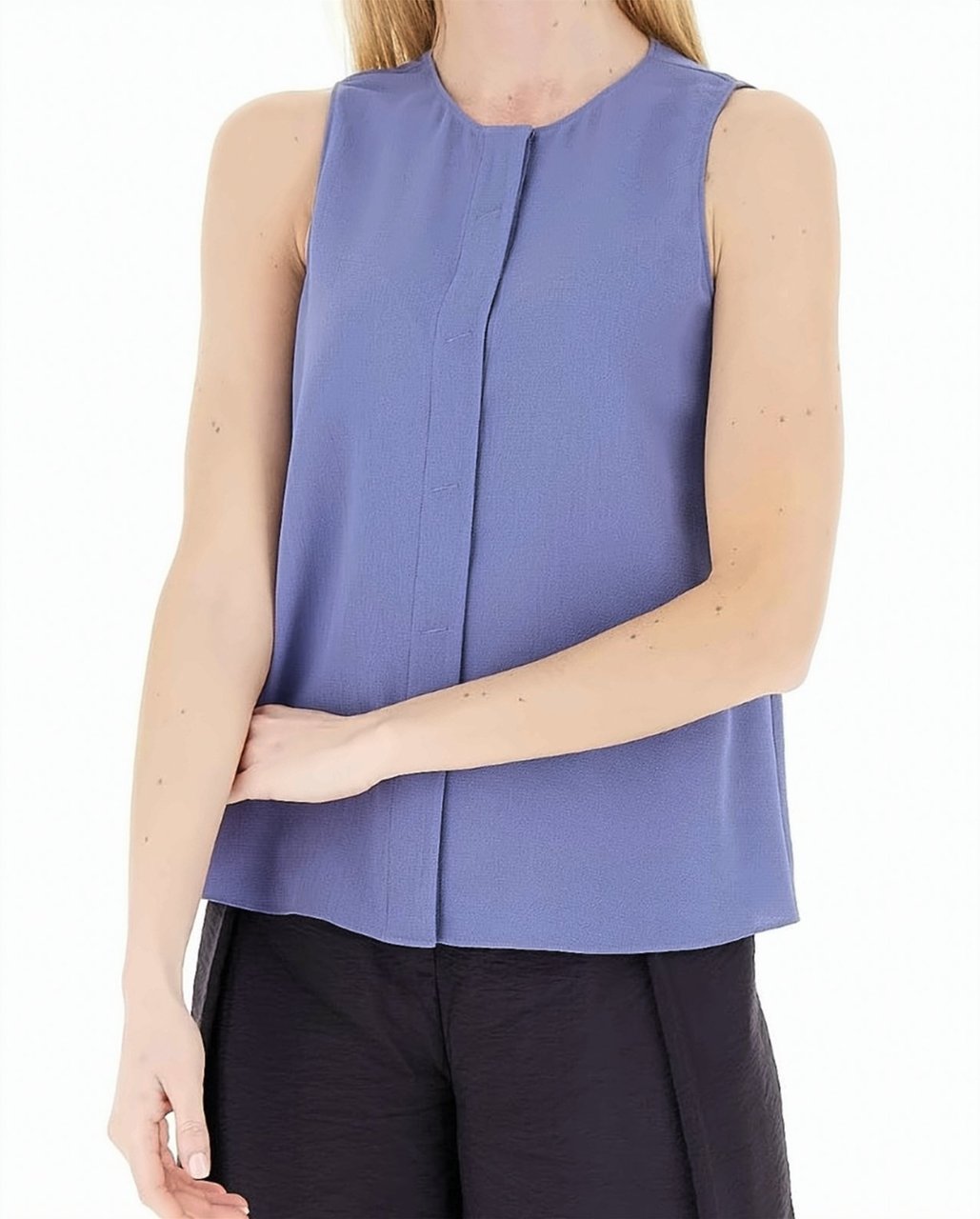 Emporio Armani Flowing Crepe Round Neck Sleeveless Top Paars