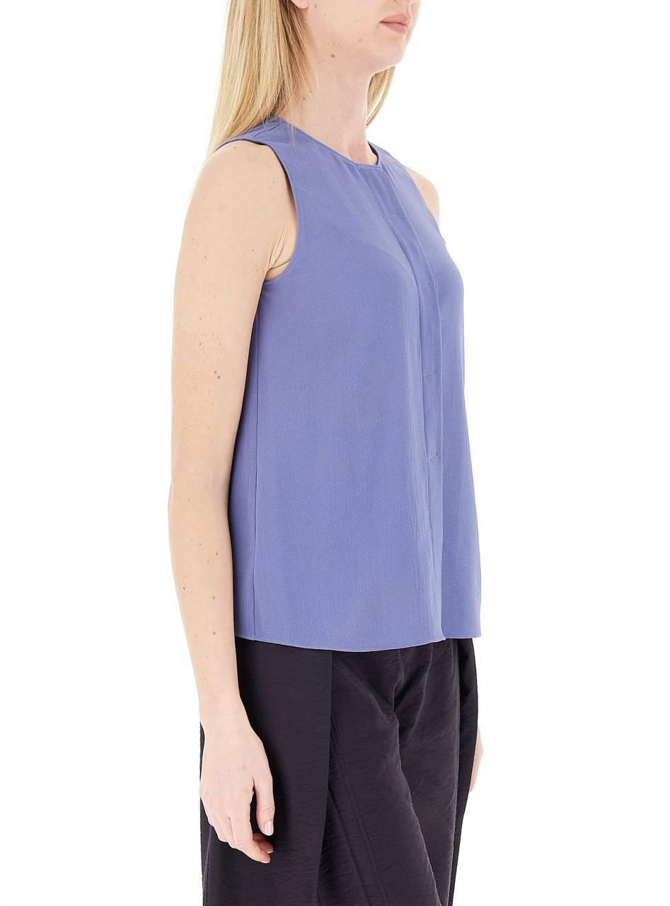 Emporio Armani Flowing Crepe Round Neck Sleeveless Top Paars