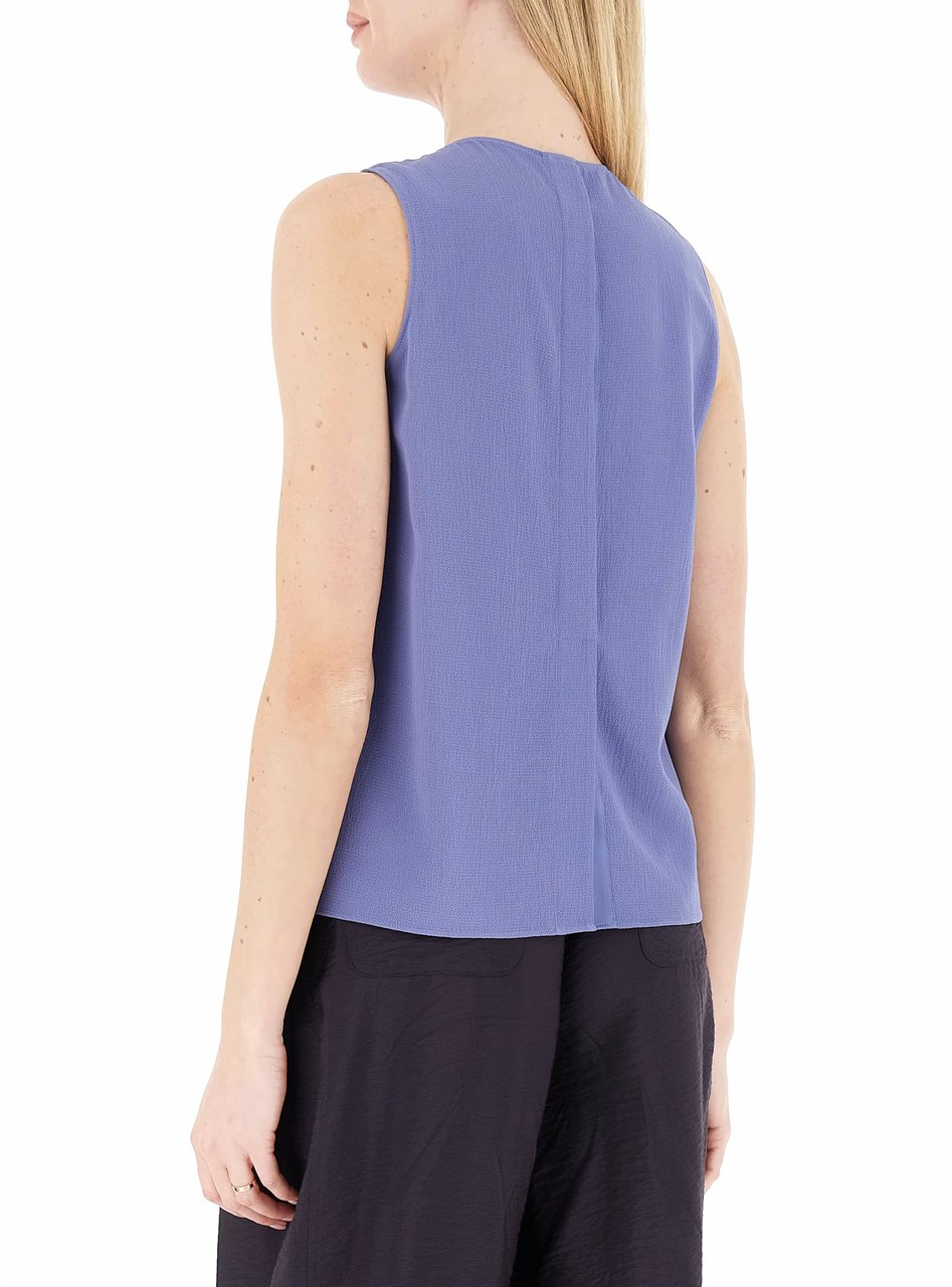 Emporio Armani Flowing Crepe Round Neck Sleeveless Top Paars