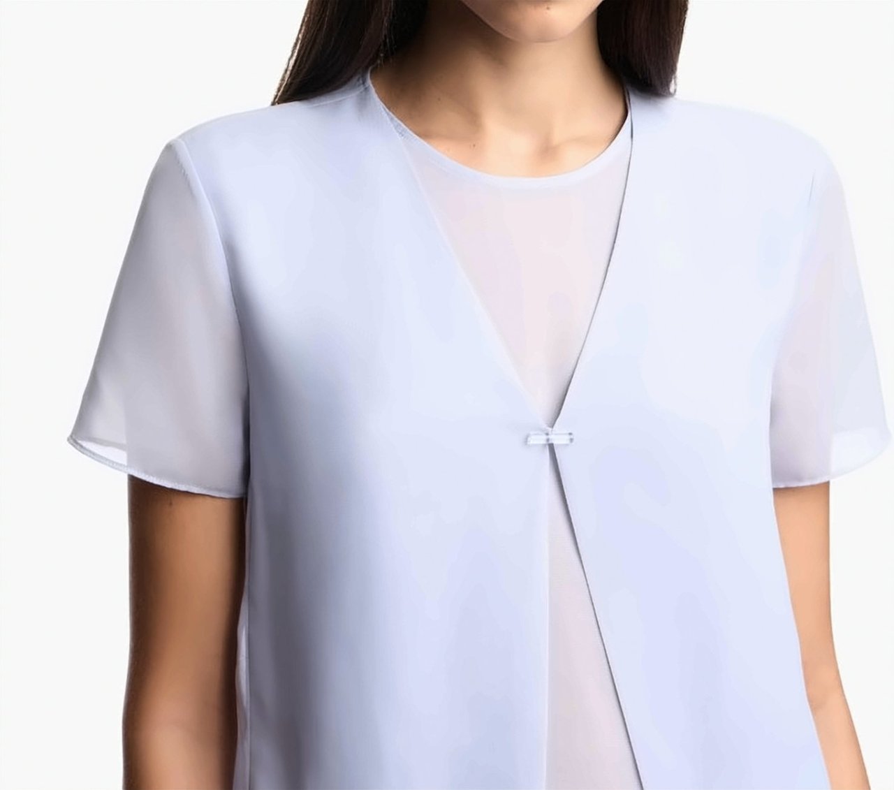 Emporio Armani Techno Georgette Two Piece Effect Blouse Blauw