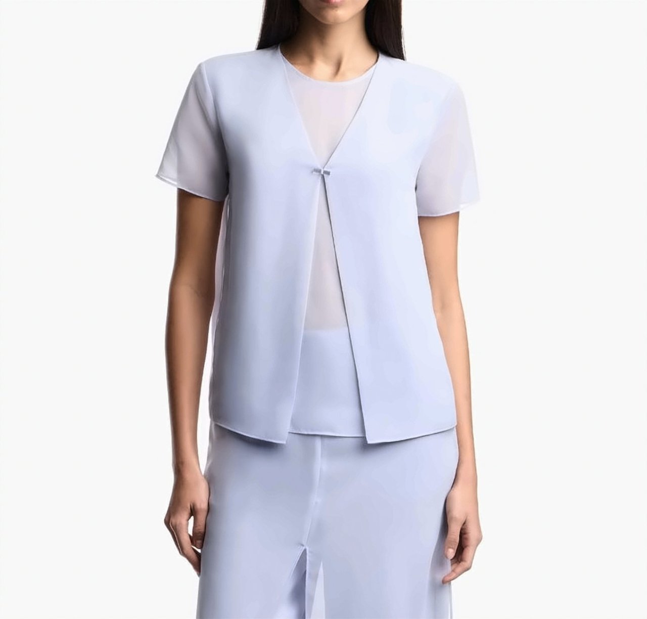 Emporio Armani Techno Georgette Two Piece Effect Blouse Blauw