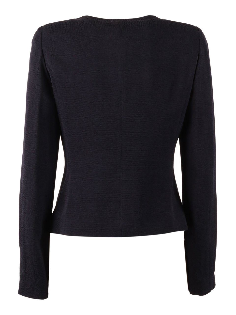Emporio Armani Black Fitted Vertical Ruffled Blazer Zwart