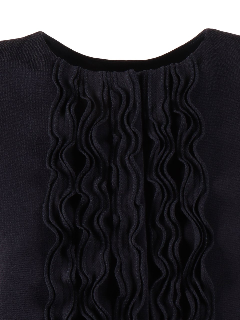 Emporio Armani Black Fitted Vertical Ruffled Blazer Zwart