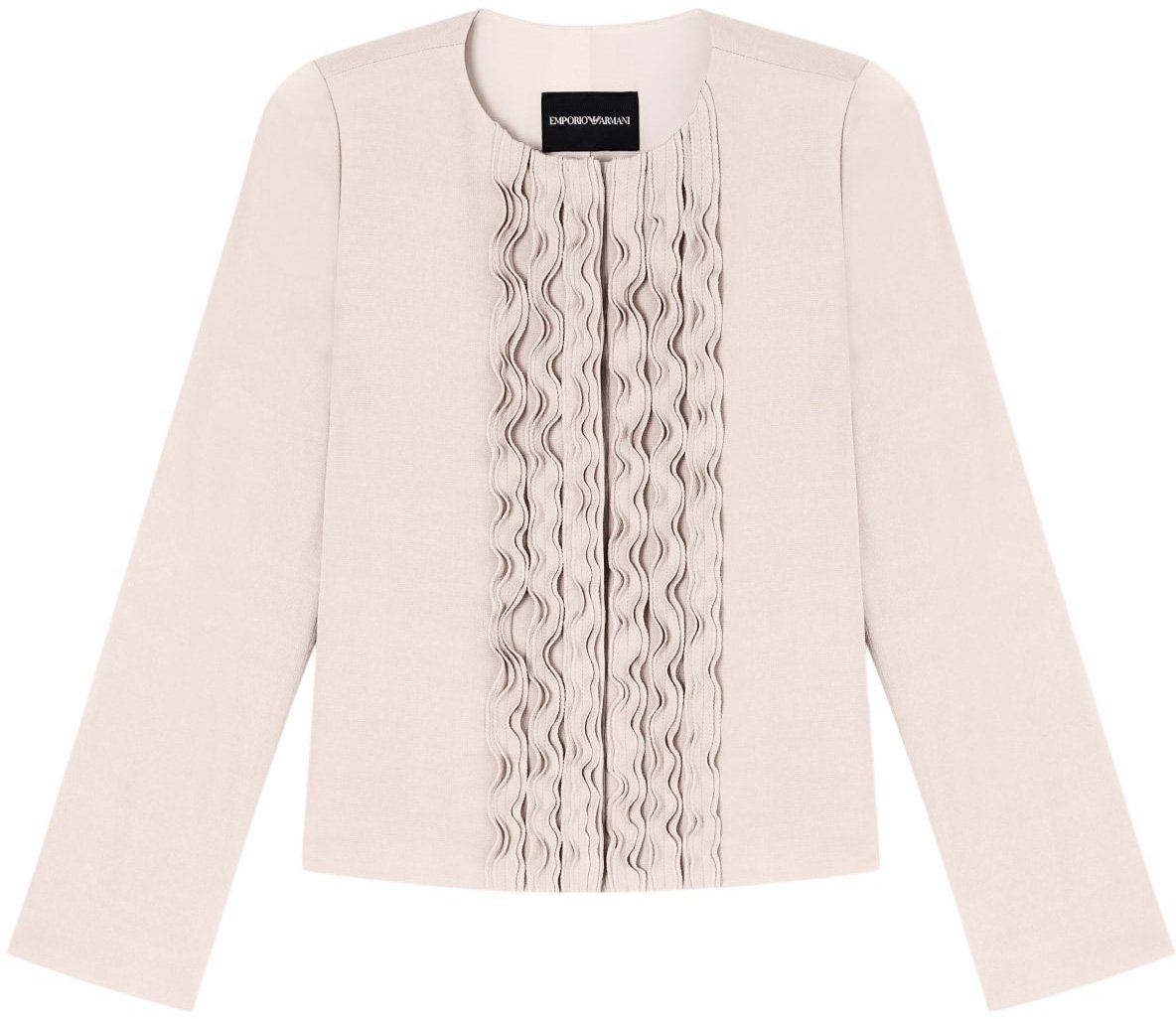 Emporio Armani Textured Weave Fabric Ruffled Fitted Jacket Neutraal