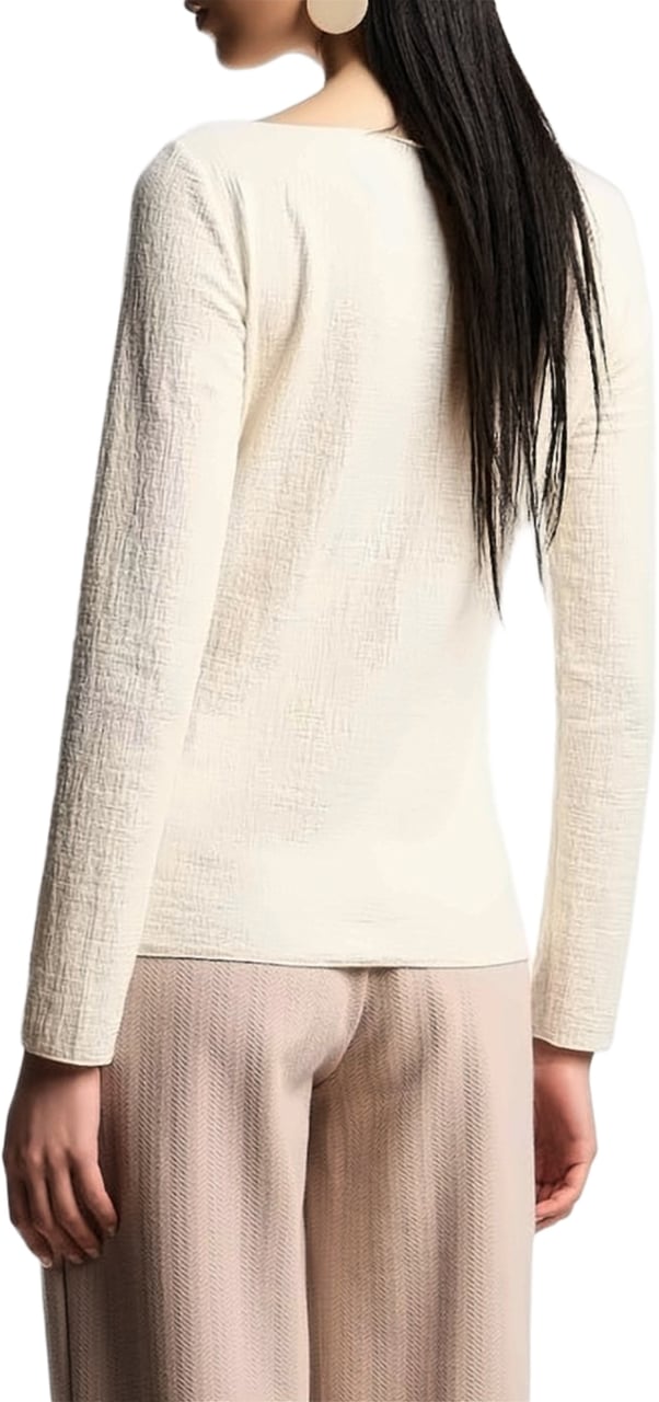 Emporio Armani Boat Neck Stretch Jersey Textured Sweater Rood