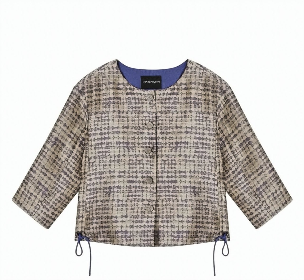 Emporio Armani Jacquard Geometric Pattern Boxy Fit Jacket Neutraal