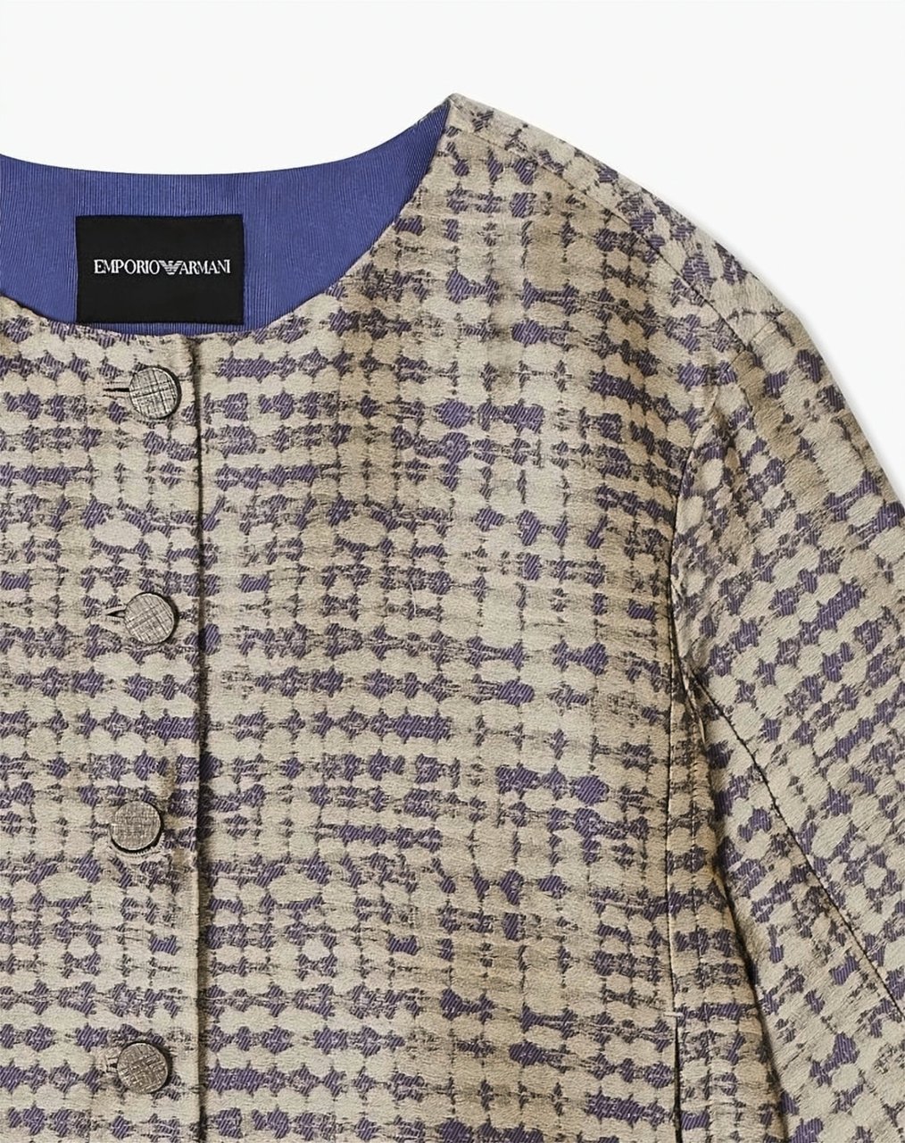 Emporio Armani Jacquard Geometric Pattern Boxy Fit Jacket Neutraal