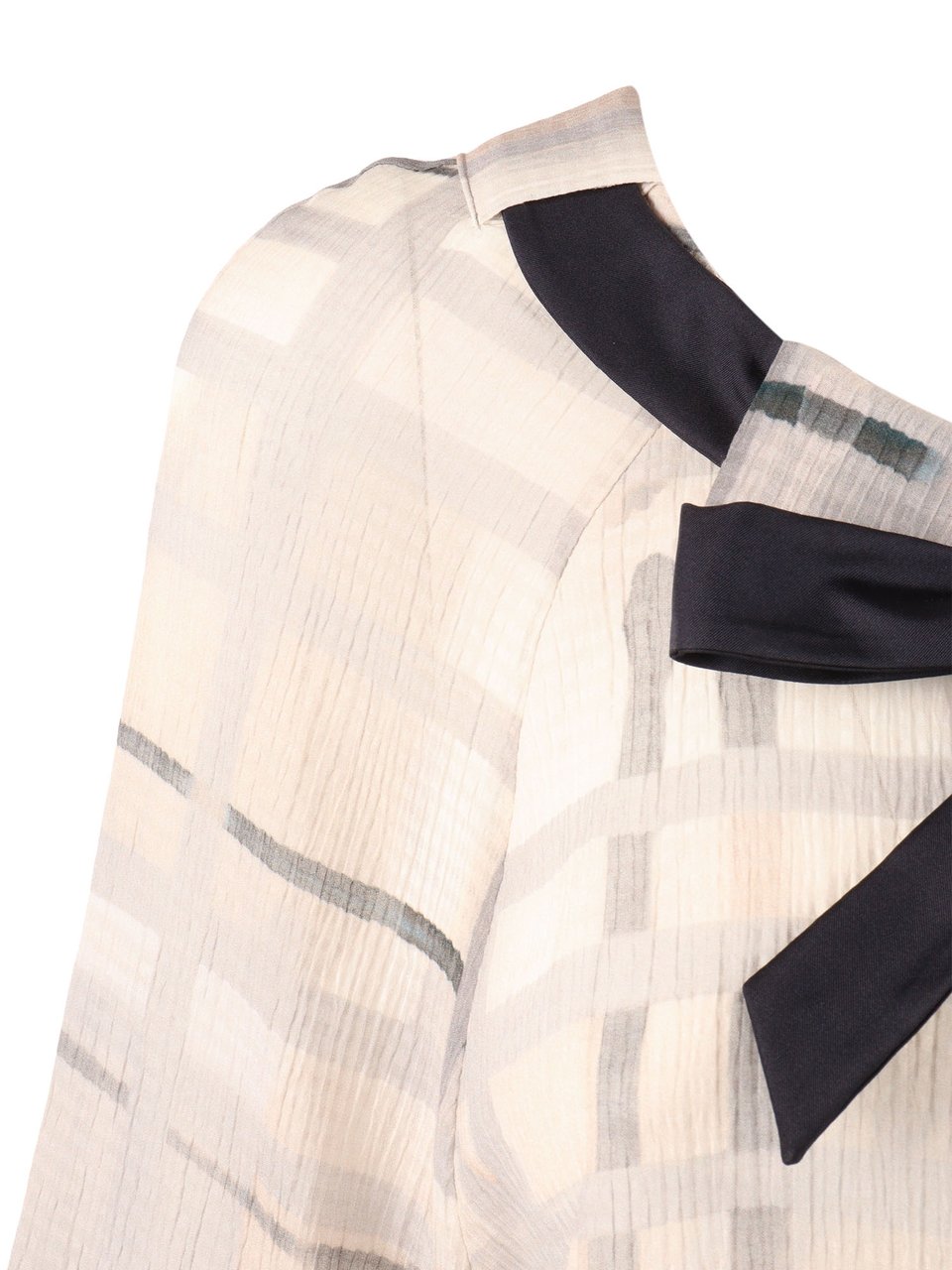 Emporio Armani Semi Sheer Ribbon Tie Blouse Neutraal