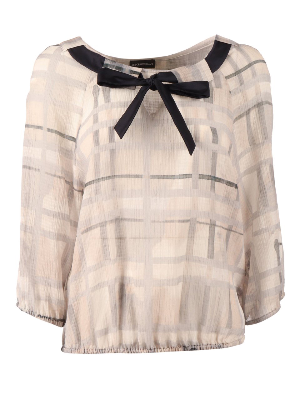 Emporio Armani Semi Sheer Ribbon Tie Blouse Neutraal