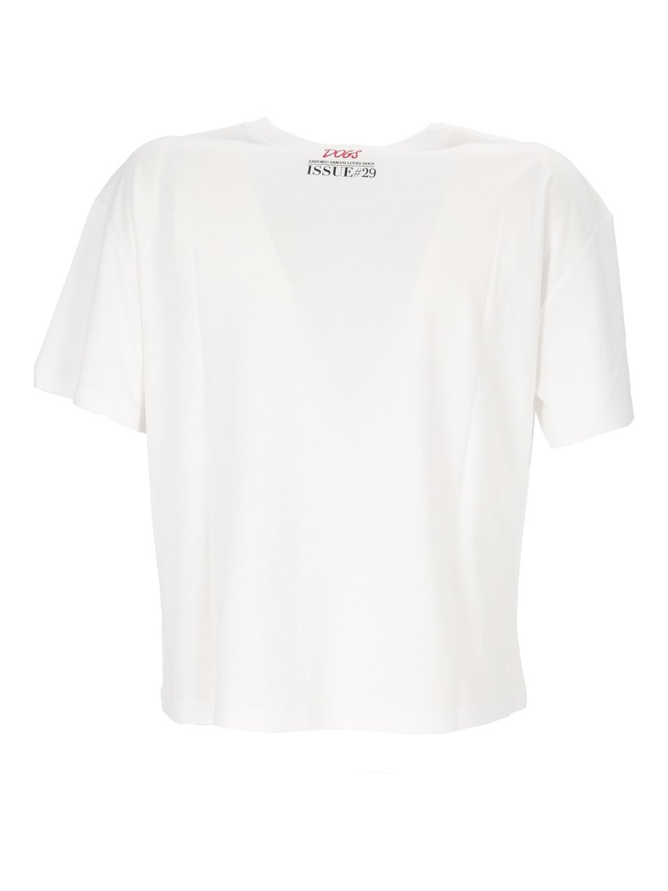 Emporio Armani Cropped White T-Shirt with Playful Dog Graphic Wit