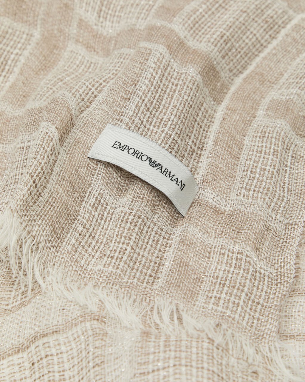 Emporio Armani Brushed Linen Lurex Threads Women's Scarf Neutraal
