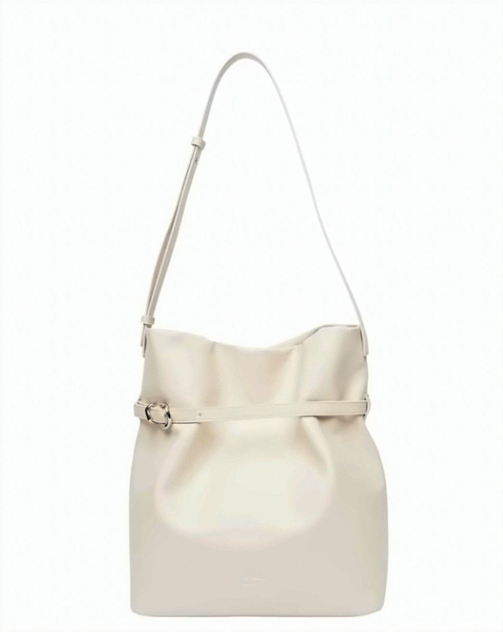 Emporio Armani Ivory Smooth Finish Buckle Shoulder Bag Neutraal