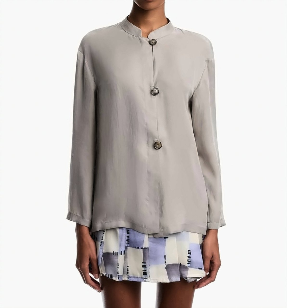 Emporio Armani Guru Collar Washed Fluid Lyocell Shirt Roze
