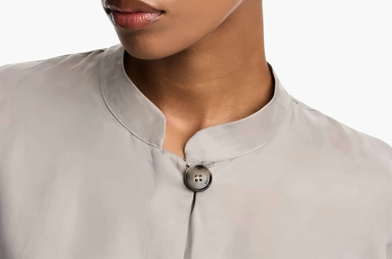 Emporio Armani Guru Collar Washed Fluid Lyocell Shirt Roze