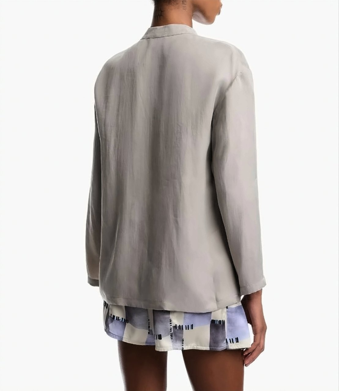 Emporio Armani Guru Collar Washed Fluid Lyocell Shirt Roze