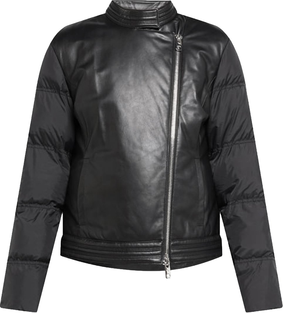 Emporio Armani Hybrid Leather Caban Jacket Zwart