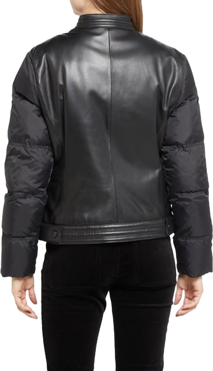 Emporio Armani Hybrid Leather Caban Jacket Zwart