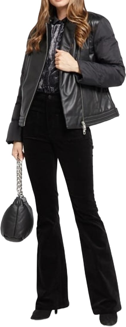 Emporio Armani Hybrid Leather Caban Jacket Zwart