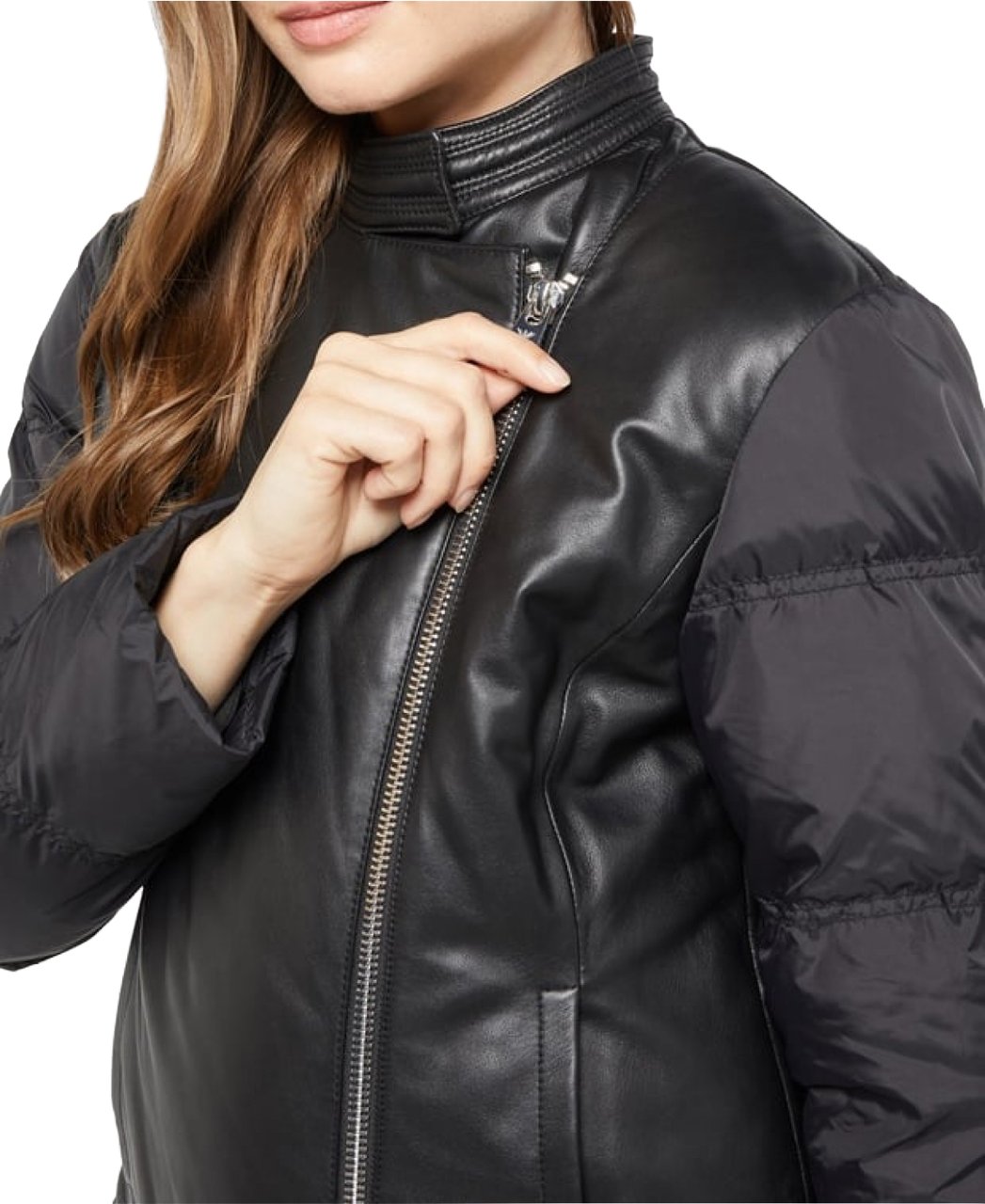 Emporio Armani Hybrid Leather Caban Jacket Zwart