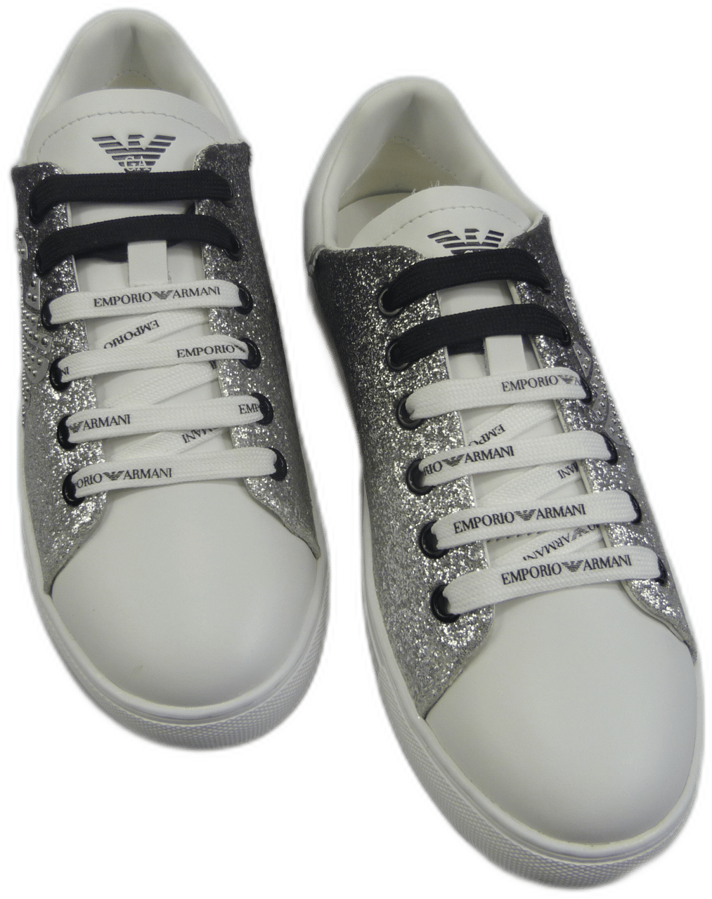 Emporio Armani Sneakers effetto glitterato Wit