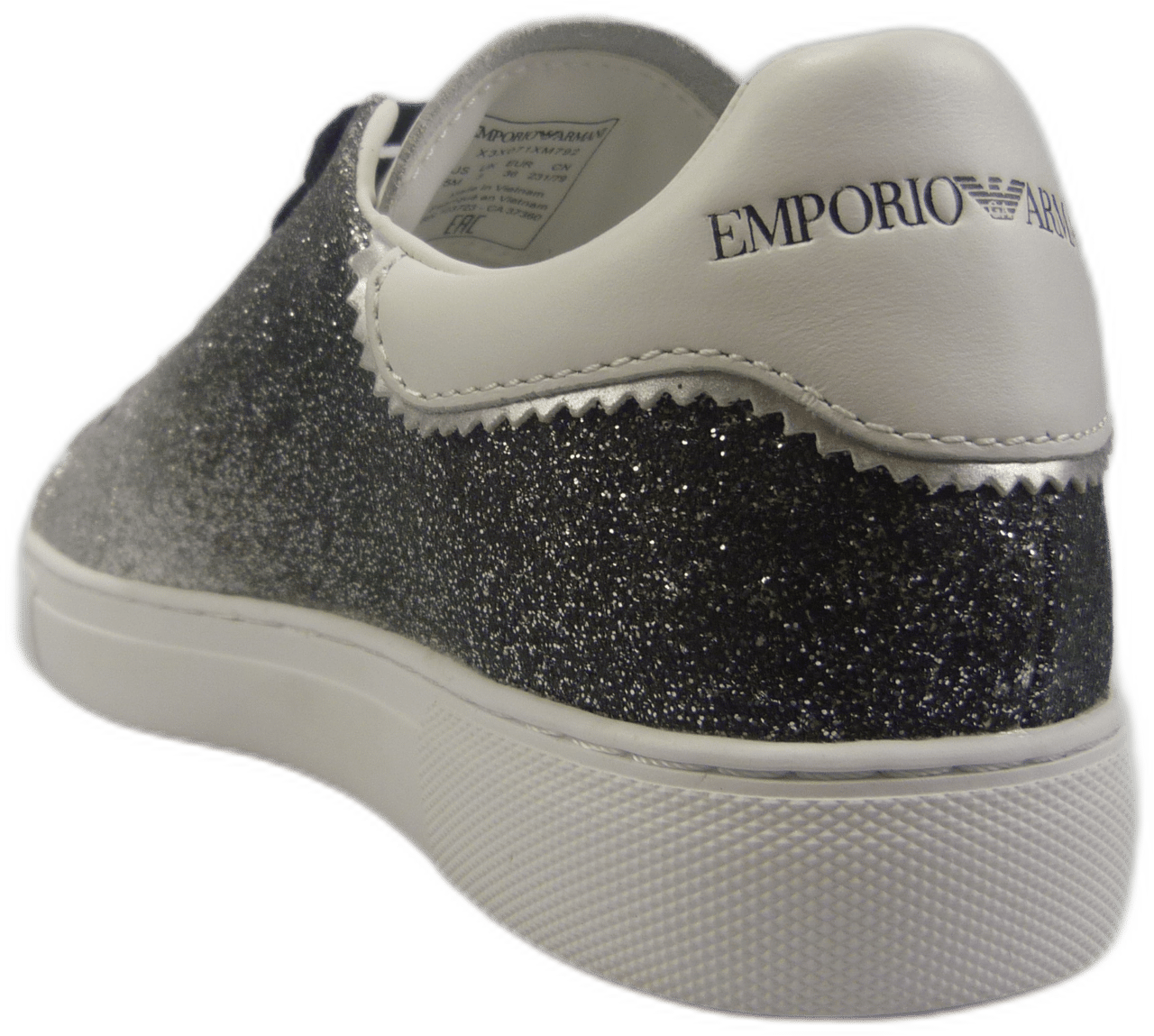 Emporio Armani Sneakers effetto glitterato Wit