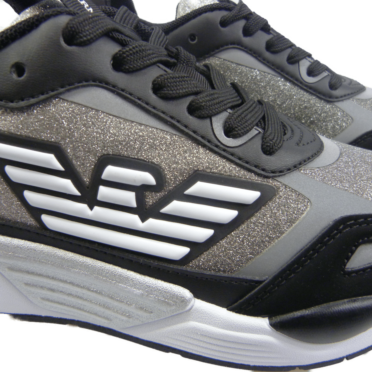 Emporio Armani Sneakers glitter argento Zilver