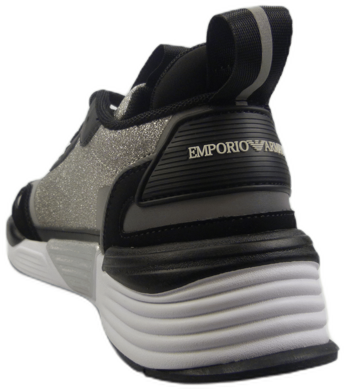 Emporio Armani Sneakers glitter argento Zilver