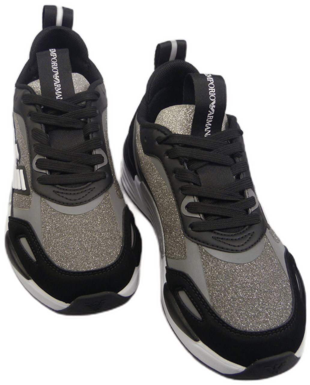 Emporio Armani Sneakers glitter argento Zilver