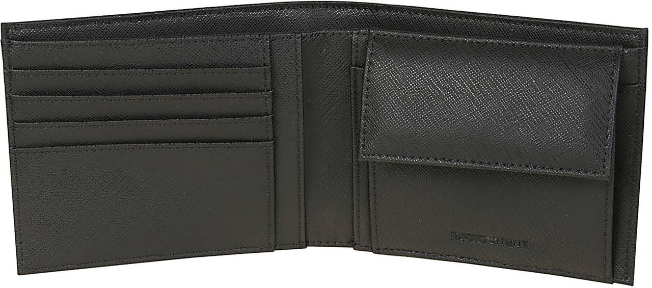 Emporio Armani Logo Plaque Wallet Black Zwart