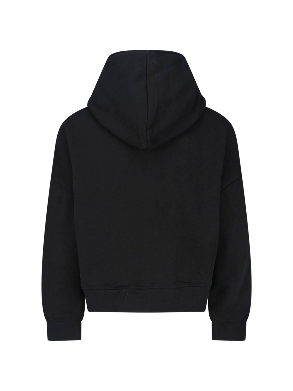 Entire Studios Black Cropped Structured Cotton Hoodie Zwart
