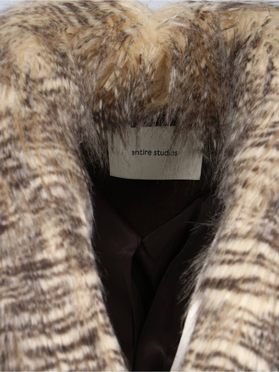 Entire Studios Textured Faux Fur Jacket With Striped Pattern Bruin