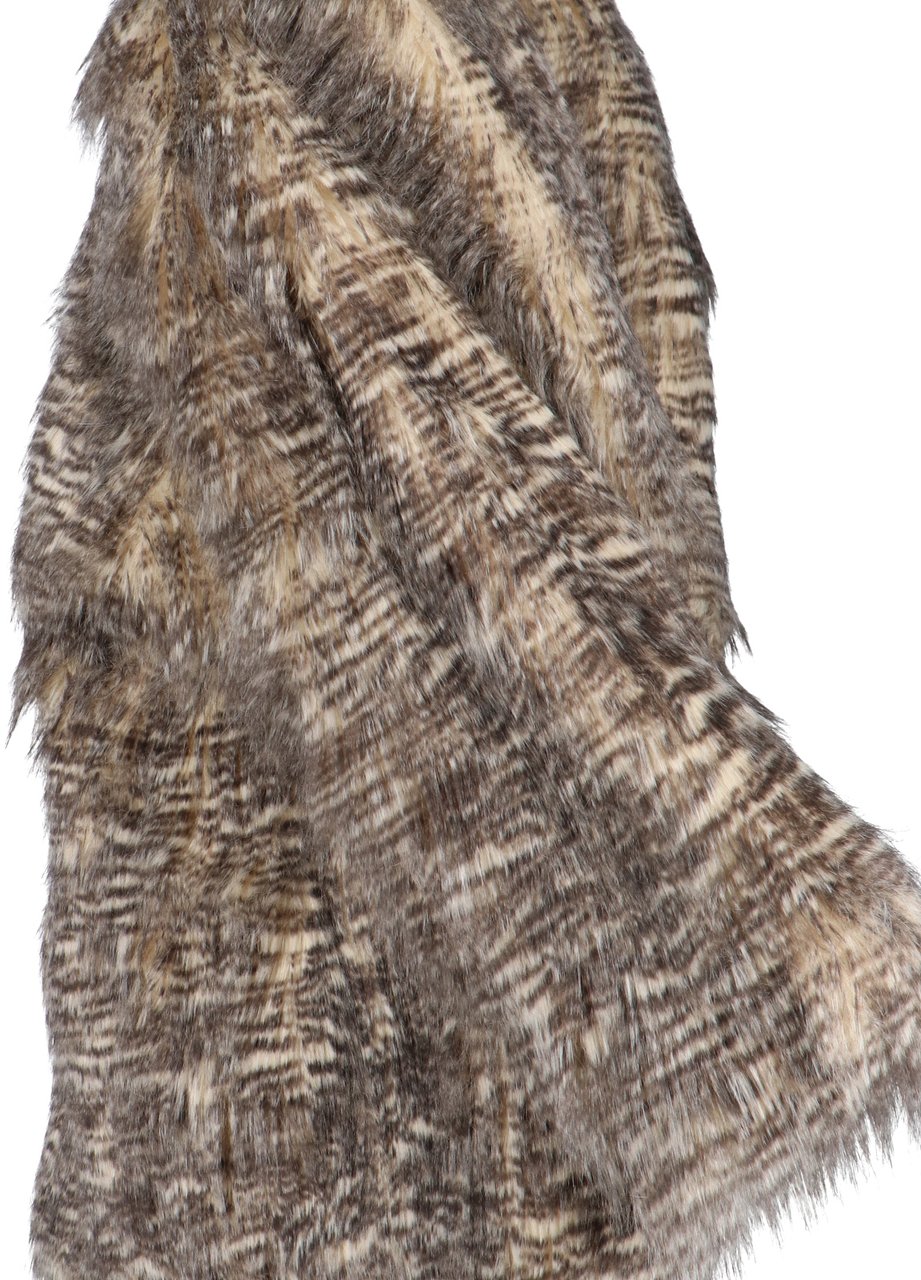 Entire Studios Textured Faux Fur Jacket With Striped Pattern Bruin