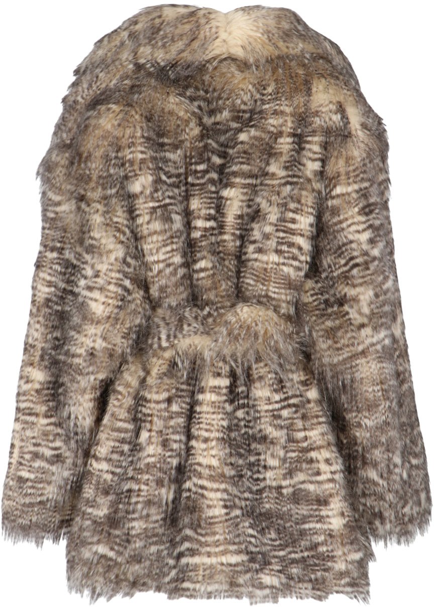 Entire Studios Textured Faux Fur Jacket With Striped Pattern Bruin