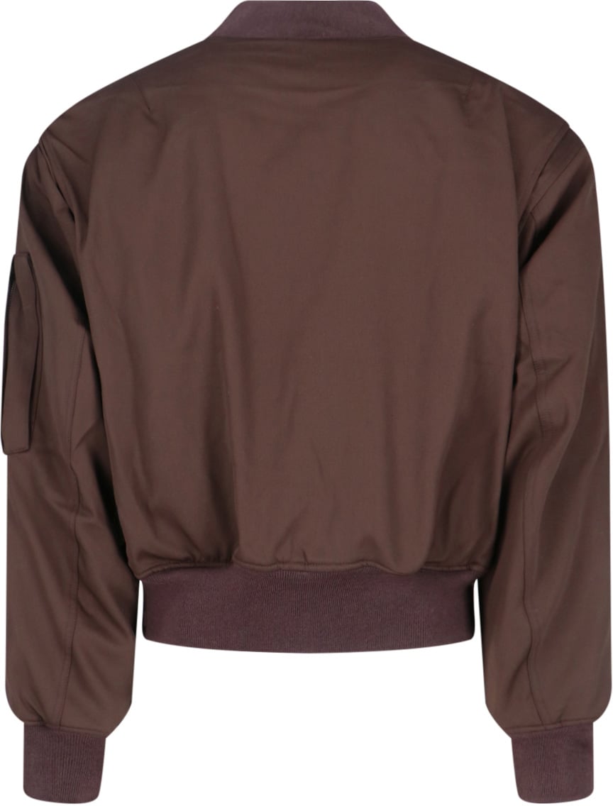 Entire Studios Brown Wool Bomber Jacket with Ribbed Details Bruin