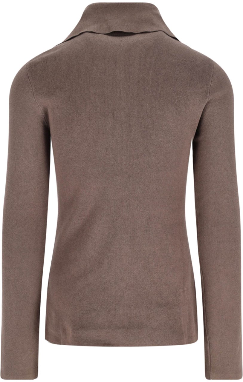 Entire Studios High-Collar Brown Cotton Zip Sweater Bruin