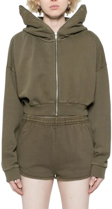 Entire Studios Cropped Full Zip Military Groen